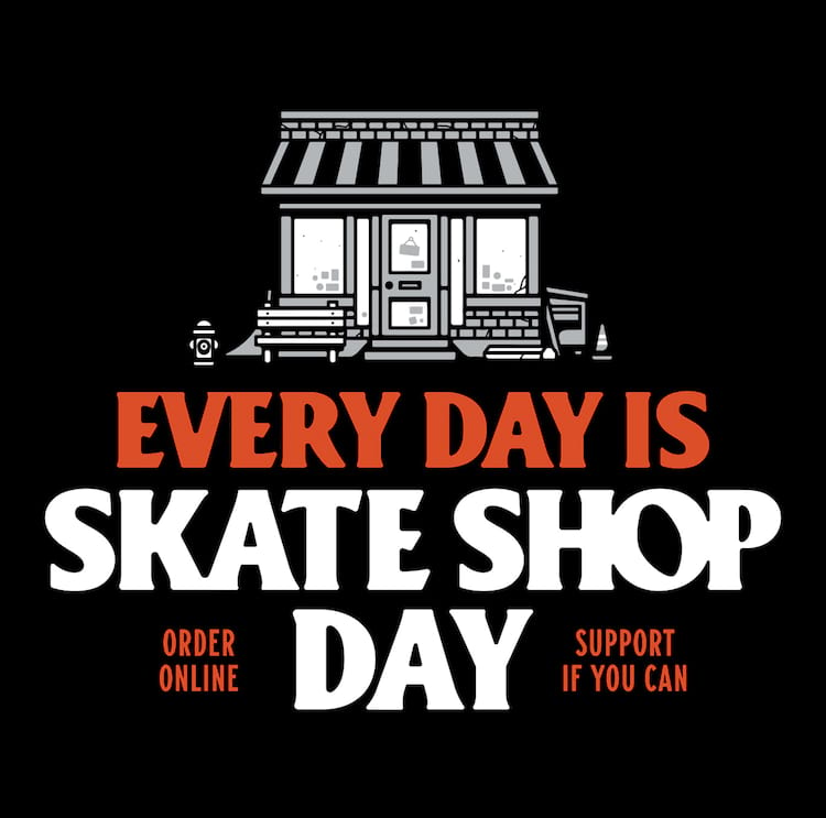 1500 Skateshop Day 2021 Banner Illustration "Every day is Skate Shop Day" "Order Online" "Support if you can"