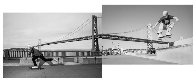'Til infinity. Collage of Keith skating by the Bay Bridge <br><br>Photo: Atiba