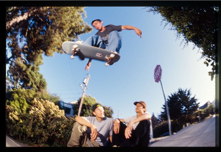 In Huf we trust. Keith hops over his two homies <br><br/> Photo: Morf