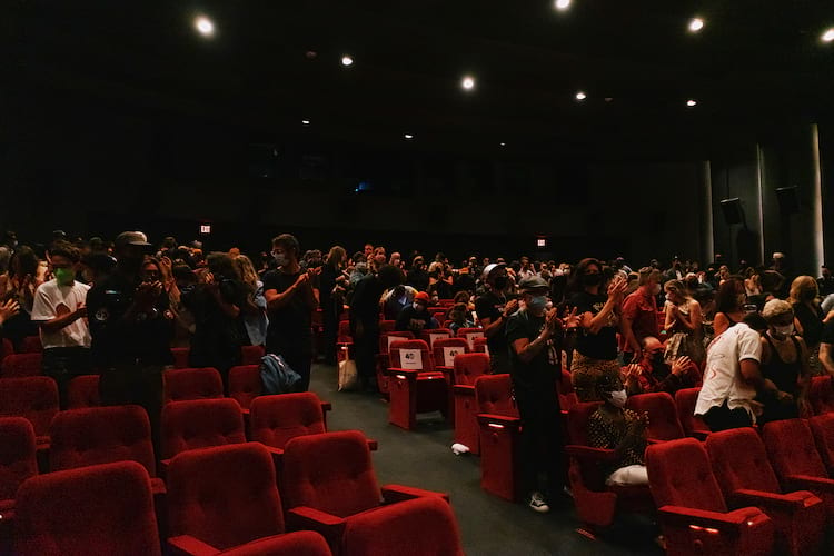 The audience giving the film a standing ovation