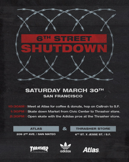 <span class='eventDate'>March 30, 2019</span><style>.eventDate {font-size:14px;color:rgb(150,150,150);font-weight:bold;}</style><br />Atlas x 66 6th x adidas Skate Jam in SF