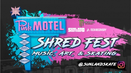 <span class='eventDate'>September 18, 2021 - August 18, 2021</span><style>.eventDate {font-size:14px;color:rgb(150,150,150);font-weight:bold;}</style><br />Pink Motel Shred Fest