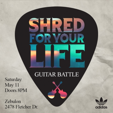 <span class='eventDate'>May 11, 2019</span><style>.eventDate {font-size:14px;color:rgb(150,150,150);font-weight:bold;}</style><br />Shred For Your Life Guitar Battle